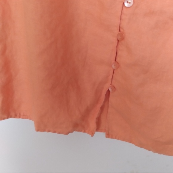 Laura Ashley Orange 100% Linen Sleeveless Button Front Vest Blouse Size Small - Picture 8 of 8